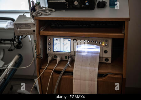 Fötaler Herzmonitor im Krankenhaus Entbindungsstation Stockfoto