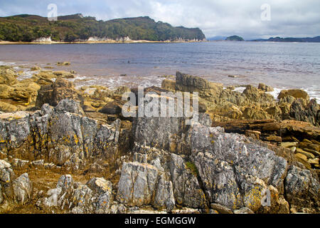 Ansicht von Spanien Bay in Port Davey Stockfoto
