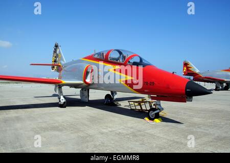 CASA C-101 Aviojet Militärflugzeug auf der zweiten Airshow am Malaga Flughafen, Malaga, Andalusien, Spanien, Westeuropa. Stockfoto