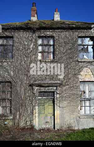 Vegetation und Efeu wächst über leeren Saal in der Nähe von Leeds Yorkshire uk Stockfoto