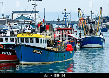 Angelboote/Fischerboote im Hafen von Weymouth Stockfoto