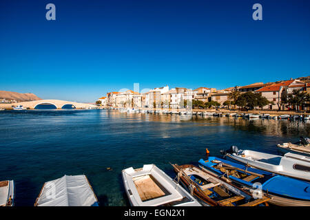 Blick auf die Stadt Pag in Kroatien Stockfoto