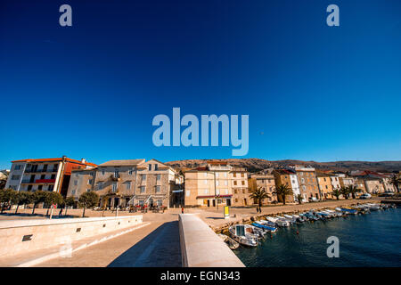 Blick auf die Stadt Pag in Kroatien Stockfoto