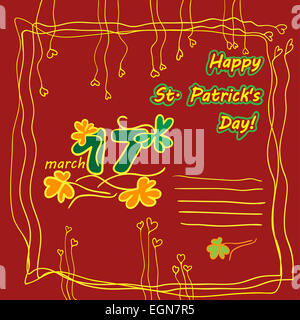 Irischer St. Patrick Tag Party-Karte mit flachen Symbole der Urlaub und Platz für Text. Vektor-Illustration. Am besten Sie Ihr Design, adve Stockfoto