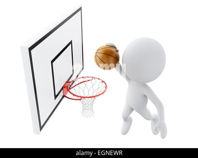 3D-Bild. Weiße Leute versuchen, Gäste-Basketball zu spielen. Isolierten weißen Hintergrund Stockfoto