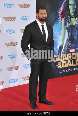 LOS ANGELES, CA - 21. Juli 2014: Dave Bautista bei der Weltpremiere seines Films "Guardians of the Galaxy" am El Capitan Theatre in Hollywood. Stockfoto