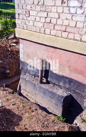 alten Stadthaus Stiftung Reparatur Arbeitsplatz Stockfoto