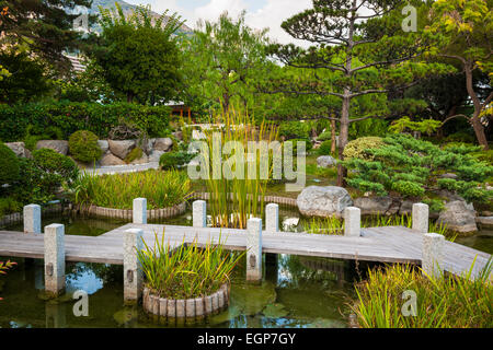 MONTE CARLO, MONACO - 3. Oktober 2014: Aussicht auf japanischen Garten in Monte Carlo, Monaco Stockfoto