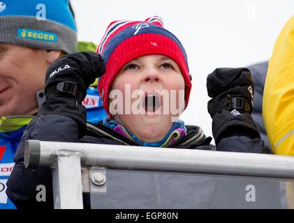 Falun, Schweden. 27. Februar 2015. Prinzessin Ingrid Alexandra von Norwegen bei der nordischen Ski-Weltmeisterschaften in Falun, Schweden, 27. Februar 2015. Foto: Patrick van Katwijk / POINT DE VUE OUT - NO WIRE SERVICE-/ Dpa/Alamy Live News Stockfoto