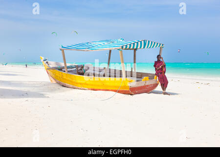 Tropischen Sandstrand auf Sansibar. Stockfoto