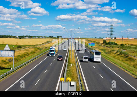 Polnische A4 Autobahn in der Nähe von Gliwice Stockfoto