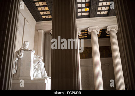 WASHINGTON DC, USA - Statue von Abraham Lincoln im Lincoln Memorial in Washington DC. Stockfoto