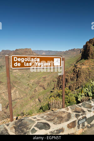 Gran Canaria - Schild am Mirador de Fataga - Kanarische Inseln, Spanien, Europa Stockfoto