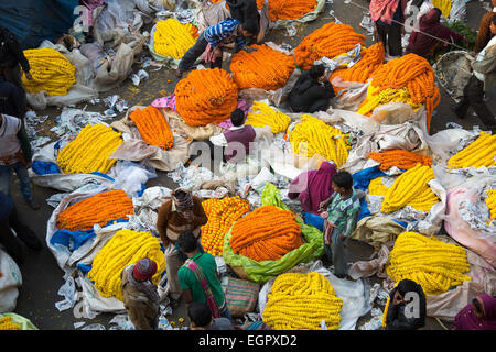 Blumenmarkt ist ein Großhandel, catering auf die Bedürfnisse von frischen Blumen von Kolkata. Stockfoto