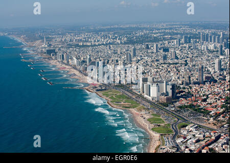 Fotografie von Tel Aviv Küste Antennenleitung gesehen aus dem Süden, Israel Stockfoto