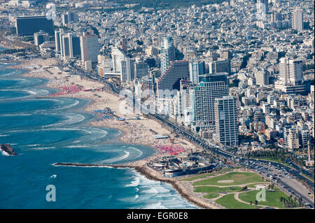 Fotografie von Tel Aviv Küste Antennenleitung gesehen aus dem Süden, Israel Stockfoto