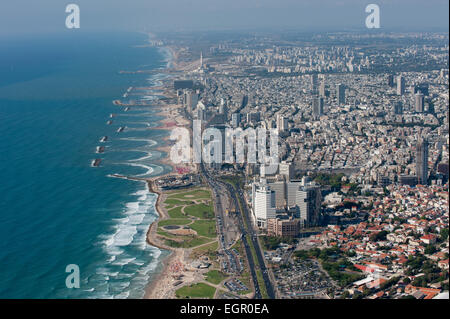 Fotografie von Tel Aviv Küste Antennenleitung gesehen aus dem Süden, Israel Stockfoto