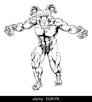 Cartoon beängstigend Ram Tier Sport Maskottchen Abbildung Stockfoto