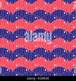 Nautische Musterdesign mit Fisch. Stockfoto