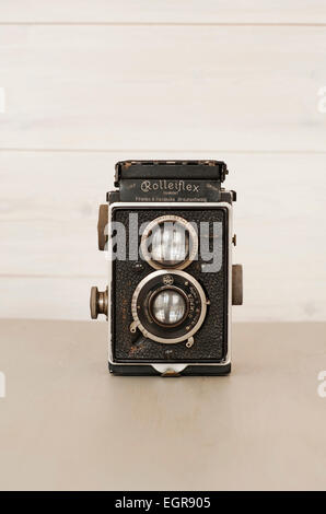 Vintage Rolleiflex Doppellinsen-Film-Kamera. Stockfoto