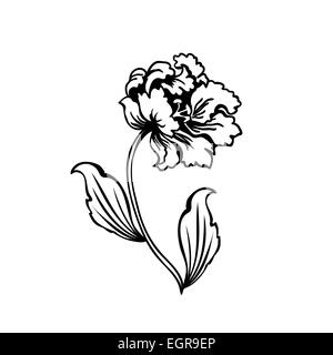 Blume Tulpe. Schwarz auf weißem Hintergrund, Vektor-illustration Stockfoto