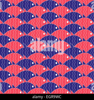 Nautische Musterdesign mit Fisch. Stockfoto