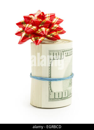 Geld, Dollar, die isoliert auf weißem Hintergrund Stockfoto