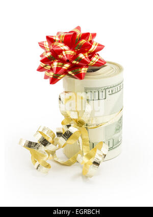 Geld, Dollar, die isoliert auf weißem Hintergrund Stockfoto