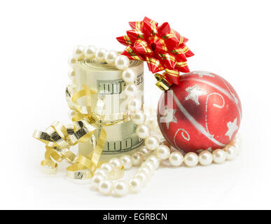 Geld, Dollar, die isoliert auf weißem Hintergrund Stockfoto