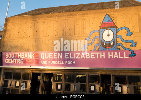 Außenseite der Queen Elizabeth Hall und Purcell Room Gebäude, Southbank Centre an sonnigen Tag Stockfoto