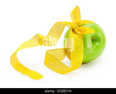 Geschenk-Apfel mit Band und Bogen Stockfoto