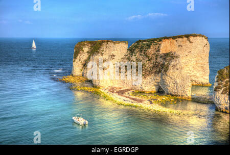 Jurassic Coast Kreide stapelt Old Harry Rocks Dorset England UK östlich von Studland in der Nähe von Swanage Poole und Bournemouth wie eine Farbe Stockfoto