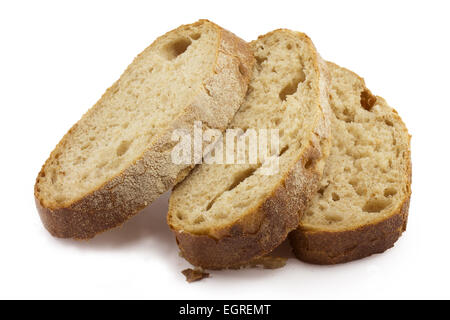 geschnitten Sie Scheiben Brot, auf weißem Hintergrund Stockfoto
