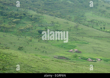 Masai Manyatta in Ngorongoro Conservation Area Stockfoto