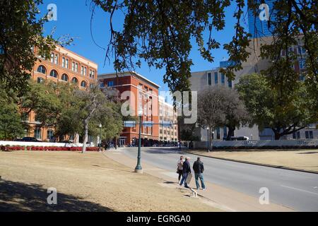 Dealey Plaza in Dallas Texas, Ort der Ermordung John f. Kennedy. Stockfoto