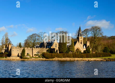 Die Festung auf dem Gelände des Newstead Abbey, Nottinghamshire, England. Am 1. März 2015. Stockfoto