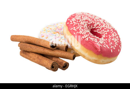 Donut, Zimt isoliert auf weißem Hintergrund Stockfoto