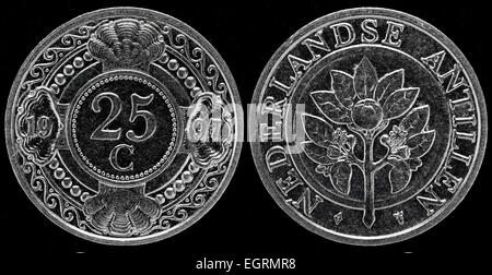 25 Cent Münze, Niederländische Antillen, 1997 Stockfoto