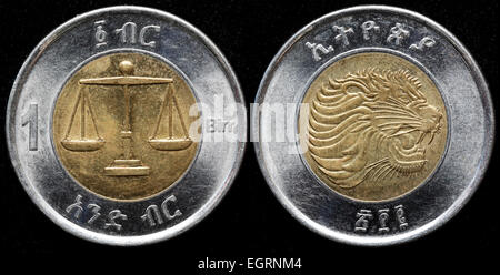 1 Birr Münze, Äthiopien Stockfoto