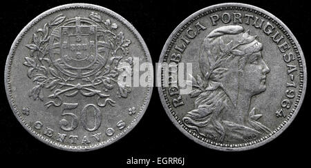 50 Centavos Münze, Portugal, 1964 Stockfoto