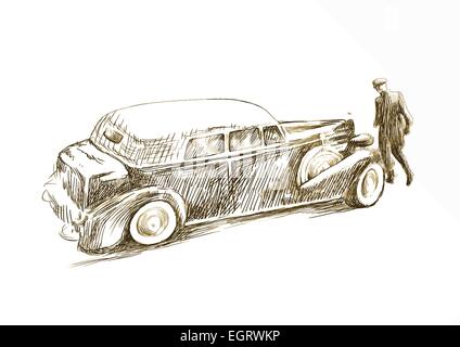 Eine Hand zeichnen Illustration - Oldtimer Stock Vektor