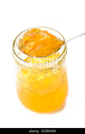 Orange Marmelade im Glas Stockfoto