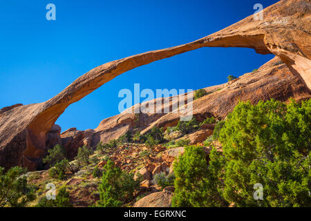 Landscape Arch im Arches National Park, ein uns-Nationalpark im östlichen Utah. Stockfoto