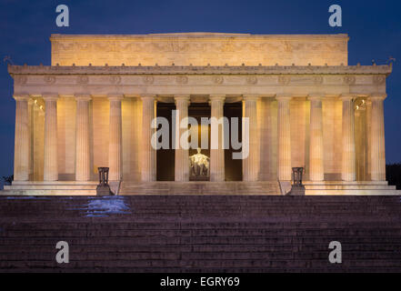 Das Lincoln Memorial ist ein American Memorial gebaut, um den 16. Präsidenten der Vereinigten Staaten, Abraham Lincoln zu Ehren. Stockfoto