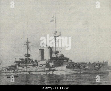 Britische Schlachtschiff London, mit den Fahrzeugen in den Dardanellen, Weltkrieg 1915 Stockfoto