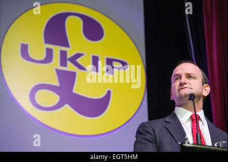 Die UKIP Frühjahrstagung am 28.02.2015 im Winter Gardens, Margate. Douglas Carswell, UKIP MP und PPC für Clacton-on-Sea, befasst sich die Konferenz. Bild von Julie Edwards Stockfoto