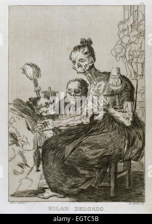 Francisco Goya (1746-1828). Capricen. 44-Plakette. Sie Spinnen fein. 18. Jahrhundert. Prado-Museum. Madrid. Spanien. Stockfoto
