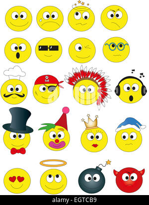 Illustration der Lächeln-Icon-Set isoliert Stockfoto
