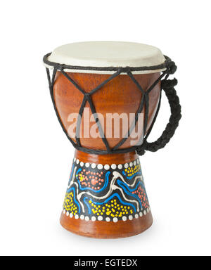 Original afrikanische Djembe Trommel isolierten auf weißen Hintergrund. Stockfoto