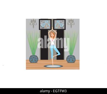 Mädchen in Yoga-pose Stock Vektor